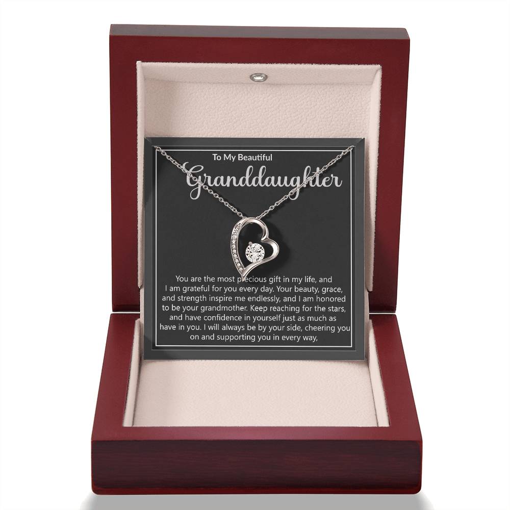 Beautiful Grandddaughter Precious Gift Heart Pendant Necklace-[Heartfelt Family Gift]