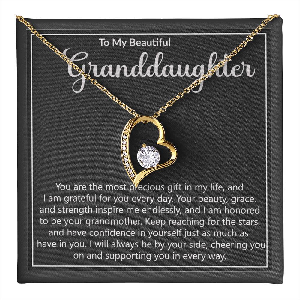 Beautiful Grandddaughter Precious Gift Heart Pendant Necklace-[Heartfelt Family Gift]