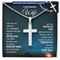Beautiful Wife - I Ask The Lord Help Us - Engraved Stainless Steel Cross-[Heartfelt Family Gift]