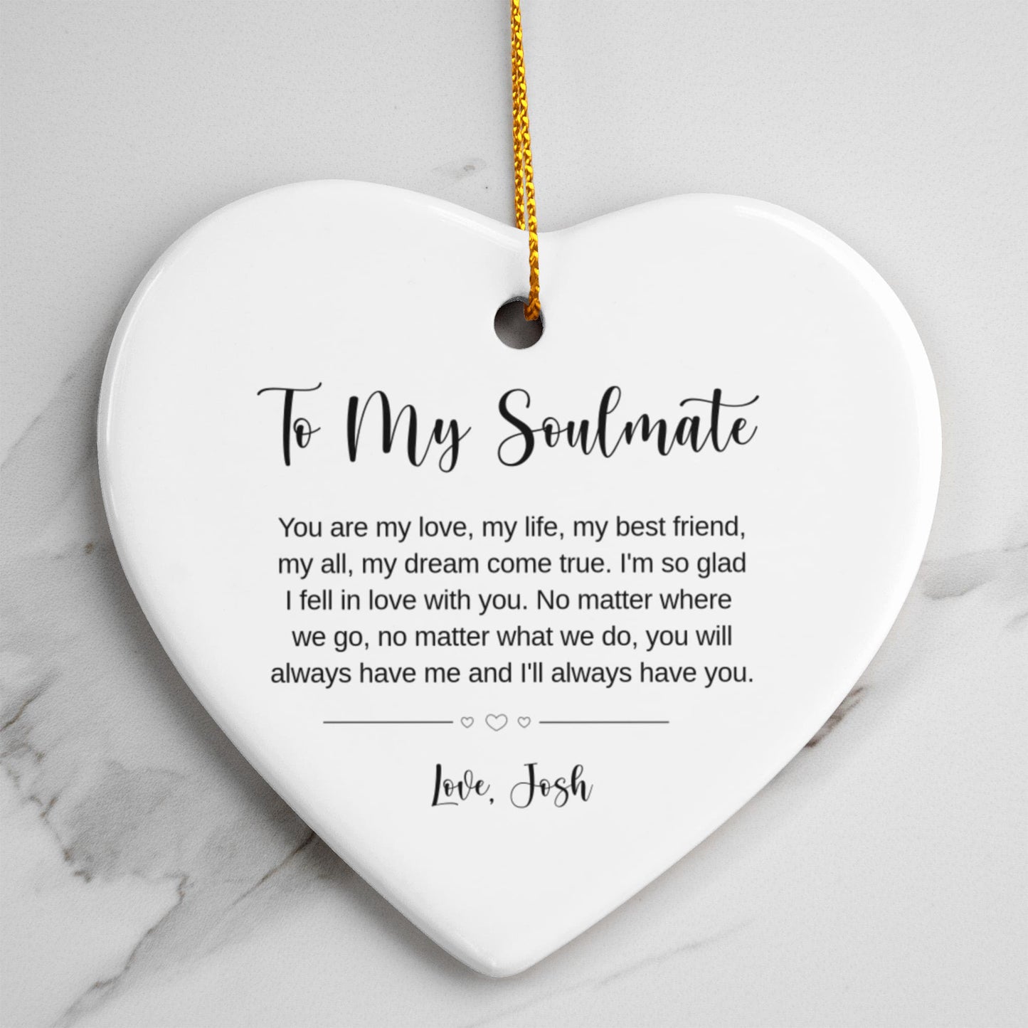 Personalized Ceramic Heart Ornament for Couples