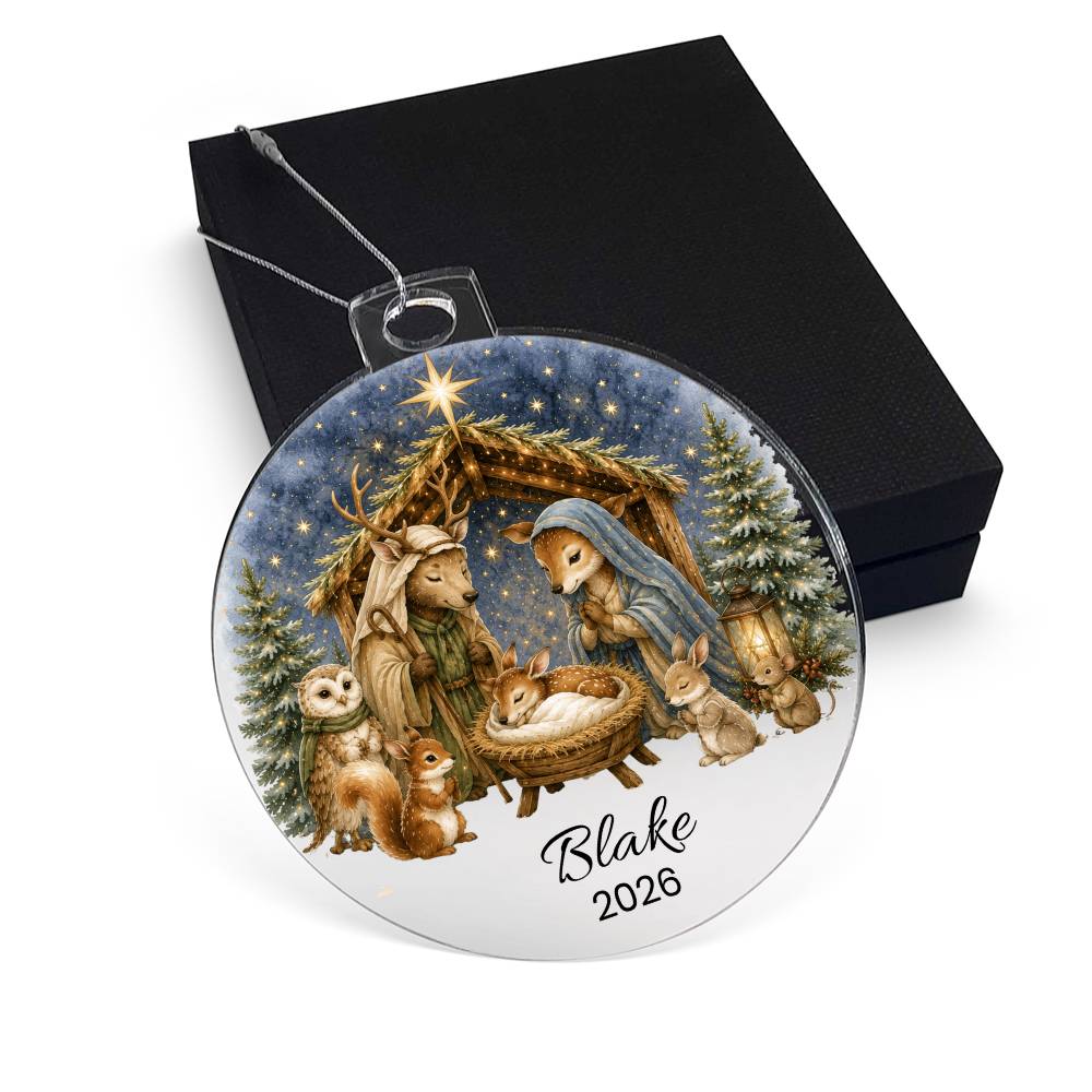 Woodland Animal Nativity Christmas Ornament