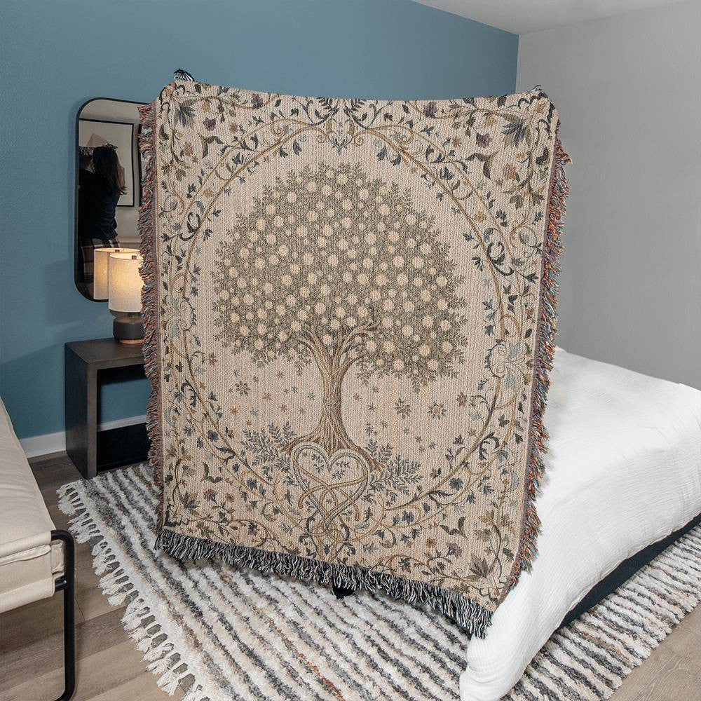 Tree of Life Floral Woven Blanket-[Heartfelt Family Gift]