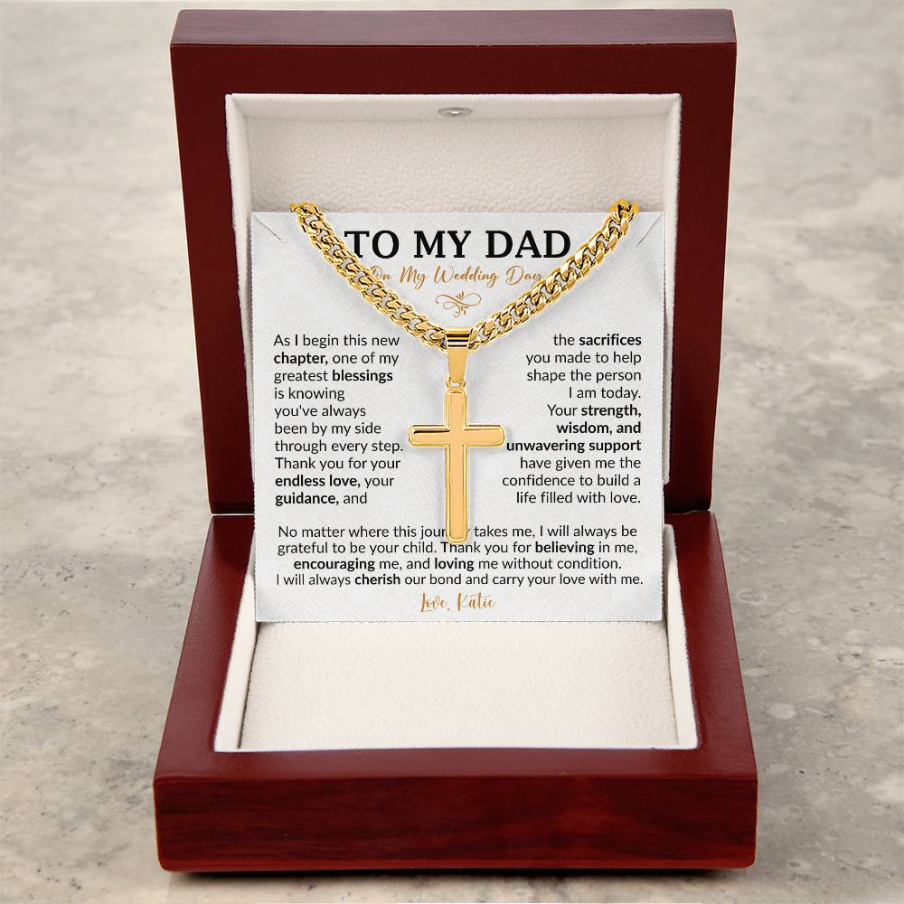 To My Dad On My Wedding Day Cross Necklace