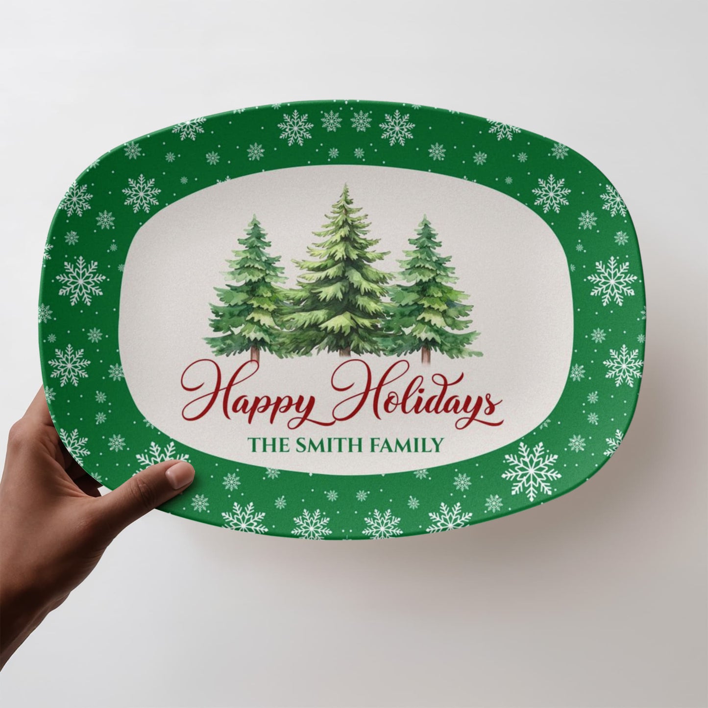 Personalized Family name Holiday Serving Tray 10”x14” Platter