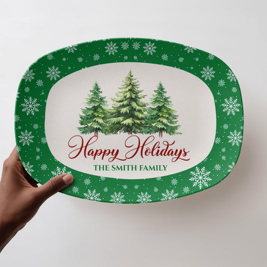 Personalized Family name Holiday Serving Tray 10”x14” Platter