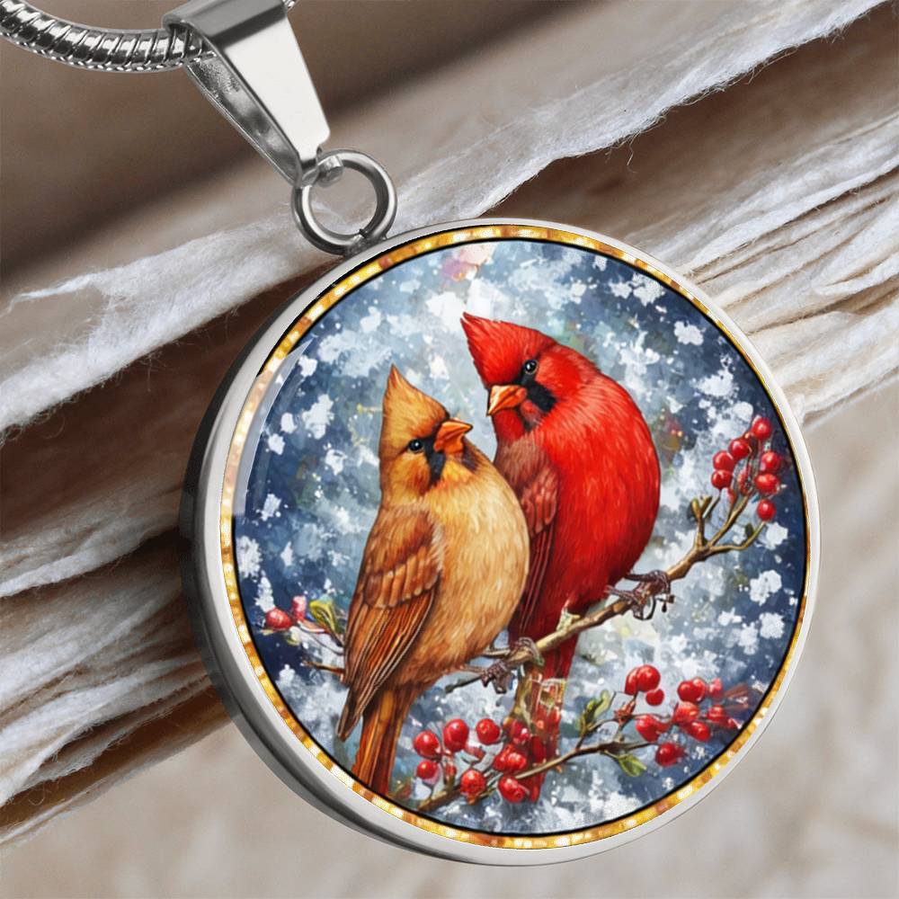 Floral Cardinals Personalized Engraved Necklace Bracelet or Keychain