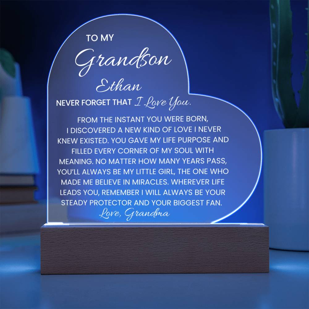 Personalized Lighted Heart Plaque Gift from Grandma Grandpa
