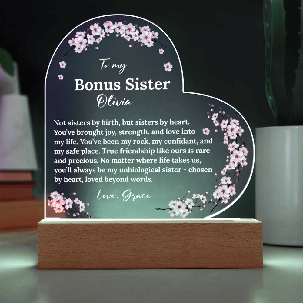 Bonus Sister in Heart Acrylic Heart Plaque