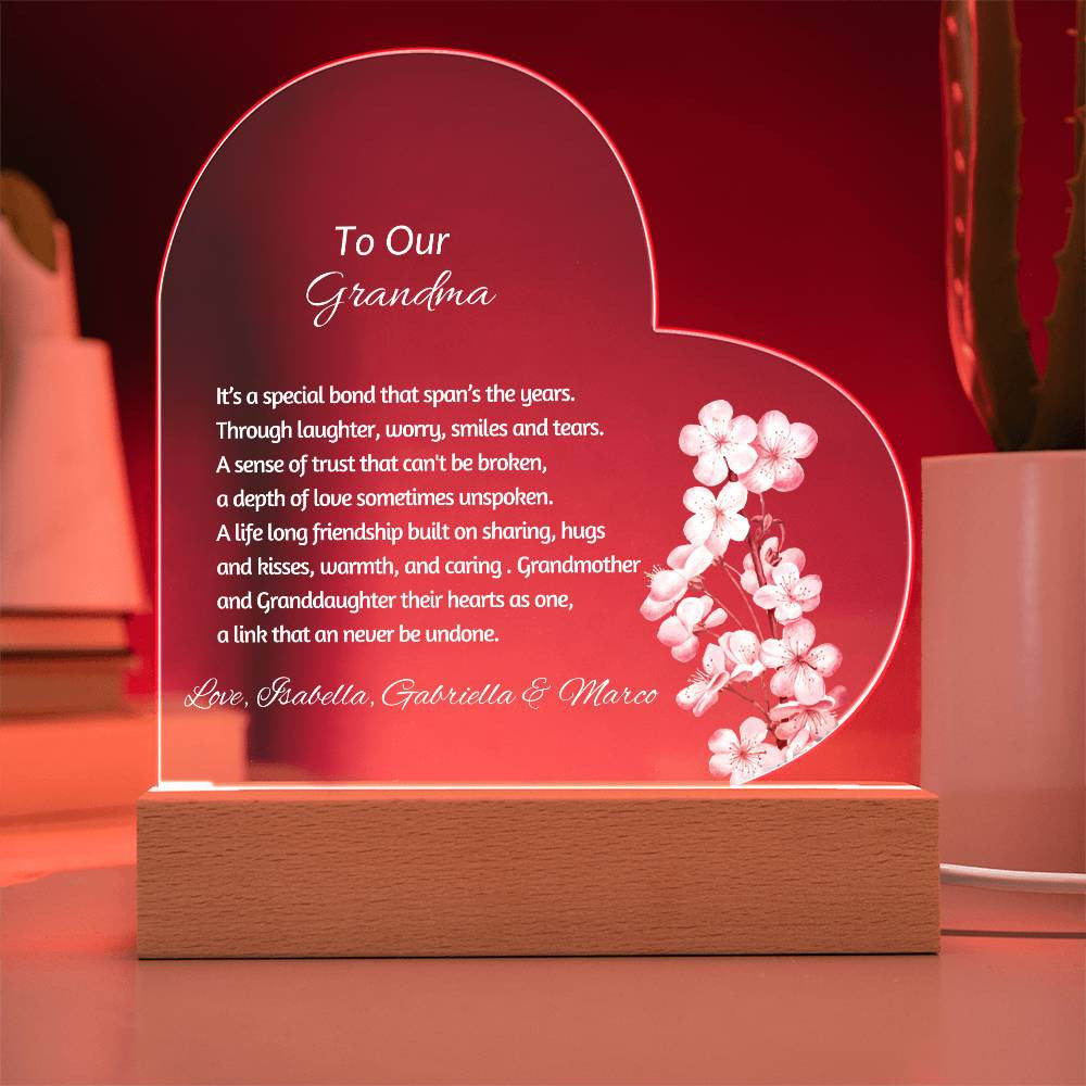 Grandmother LED Heart Plaque from Grandkids