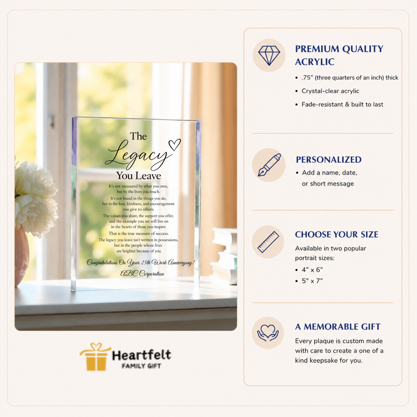 the legacy you leave Master Inspirational Plaques