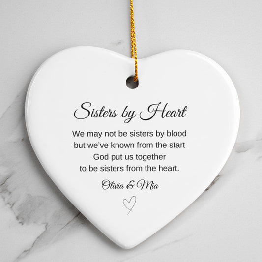 Sisters By Heart Ceramic Ornament