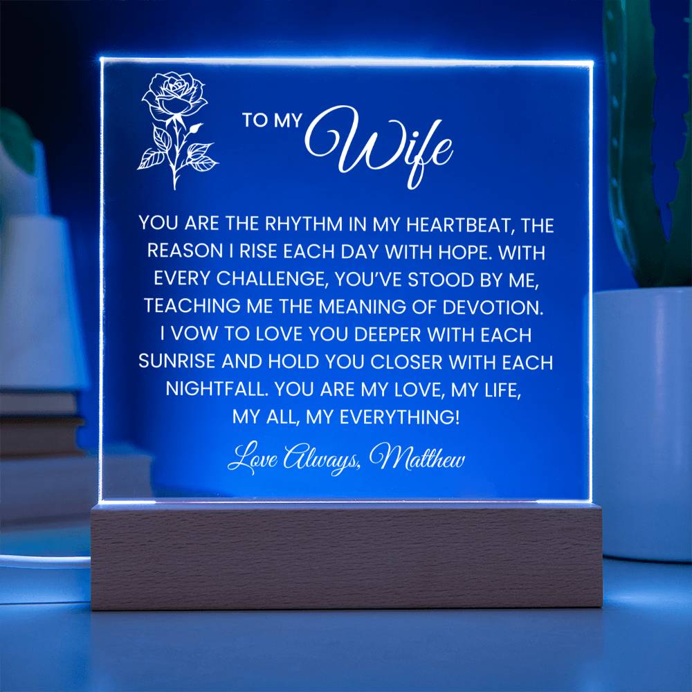Wife Rose Plaque Gift