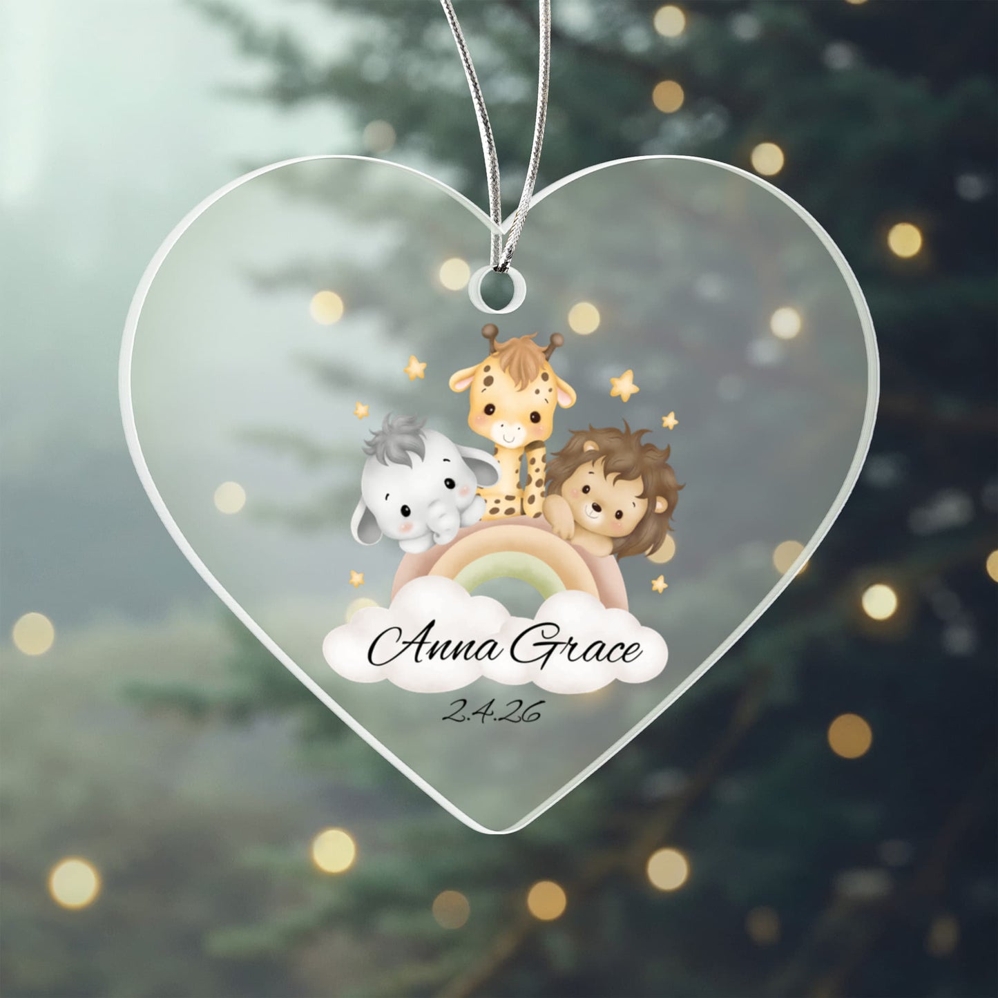Baby Safari Animal Heart Ornament