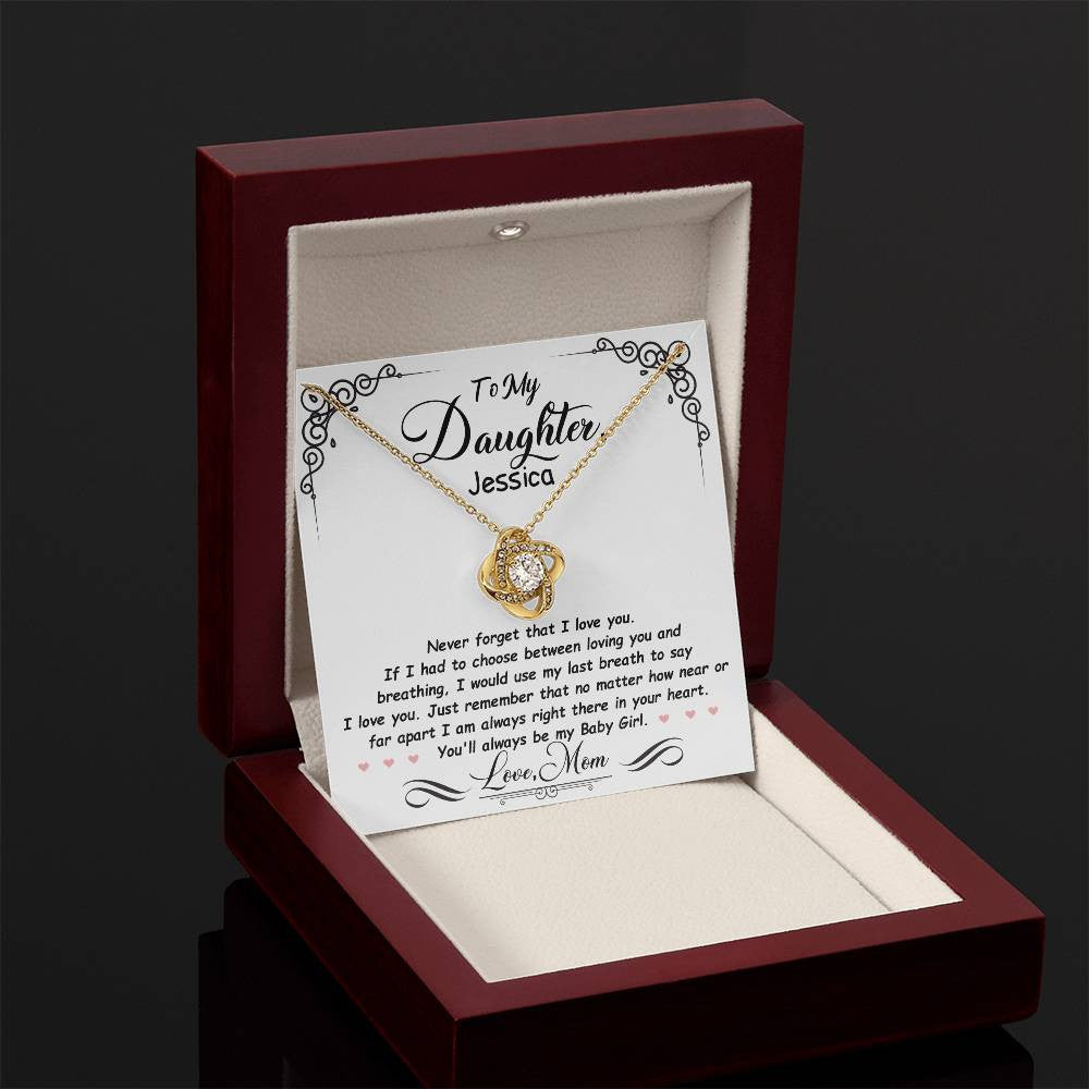 Personalized Love Knot Necklace Gift for Daughter from Mom or Dad-[Heartfelt Family Gift]