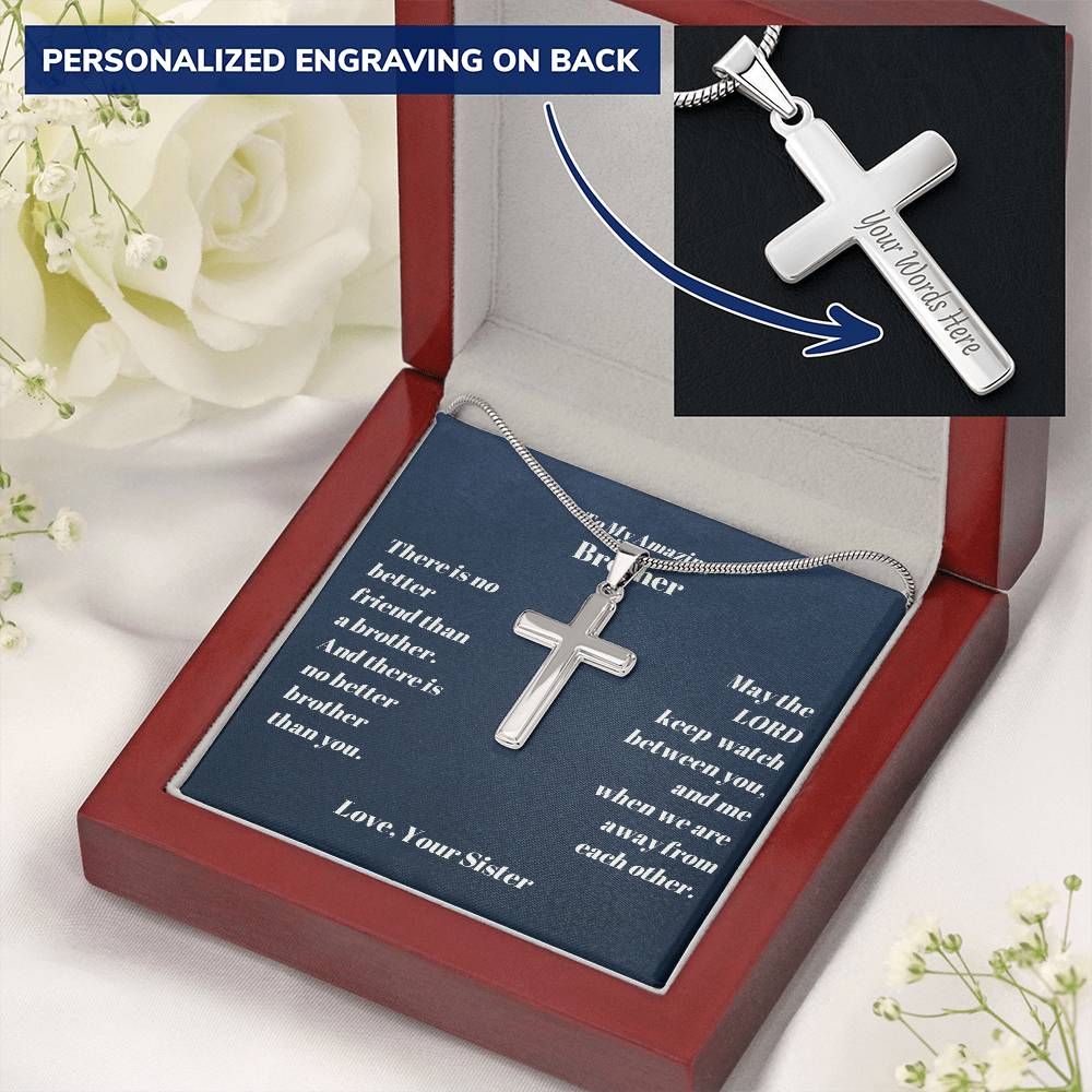 Brother Personalized Cross Necklace-[Heartfelt Family Gift]