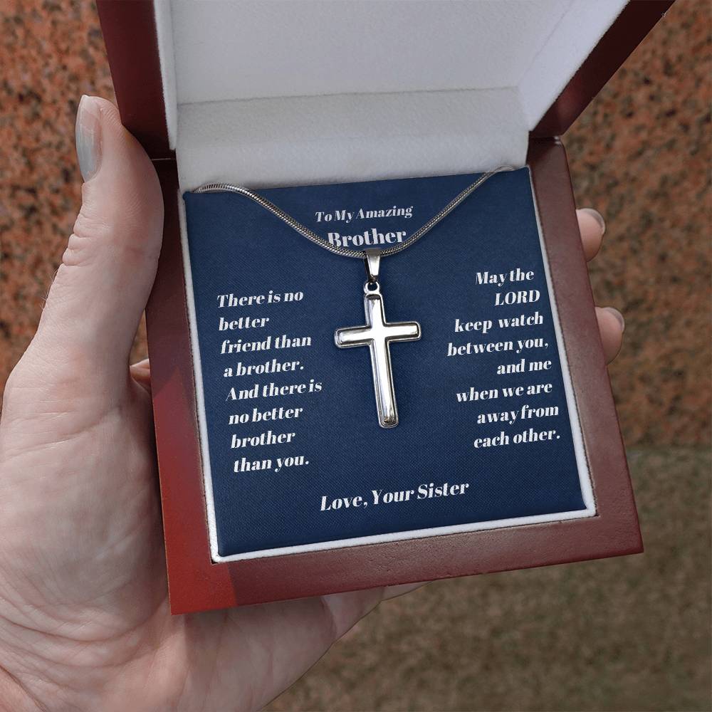 Brother Personalized Cross Necklace-[Heartfelt Family Gift]