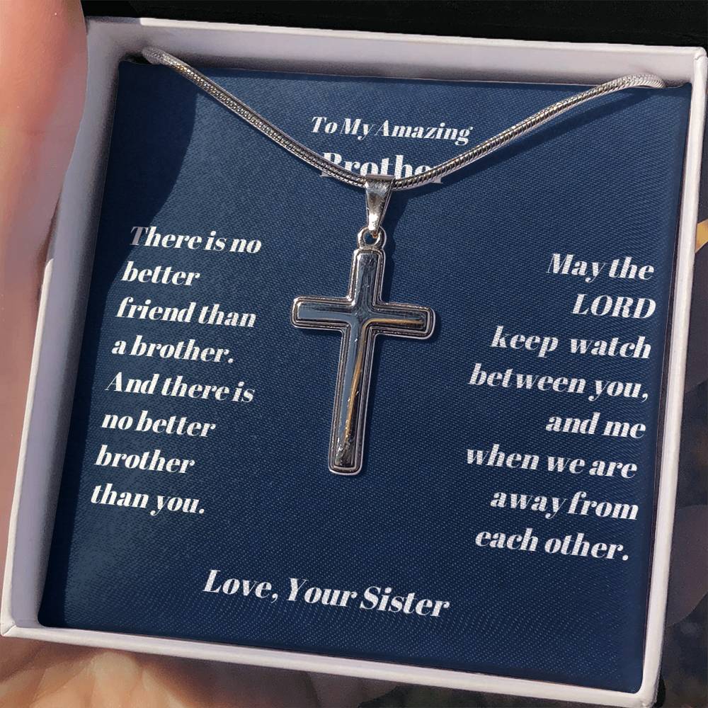 Brother Personalized Cross Necklace-[Heartfelt Family Gift]