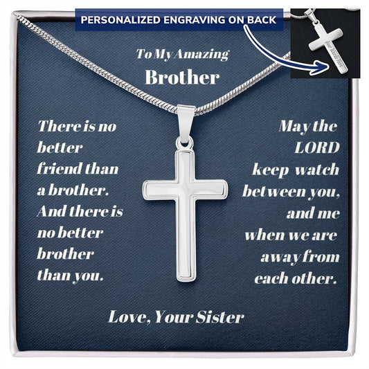 Brother Personalized Cross Necklace-[Heartfelt Family Gift]