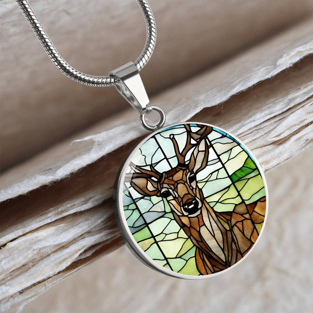 Deer Faux Stained Glass Necklace or Charm Bracelet-[Heartfelt Family Gift]