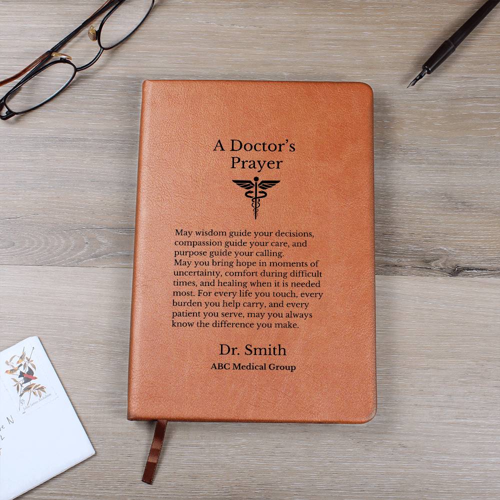 A Doctor's Prayer Journal, Vegan Leather Notebook, Personalized Gift for Physician