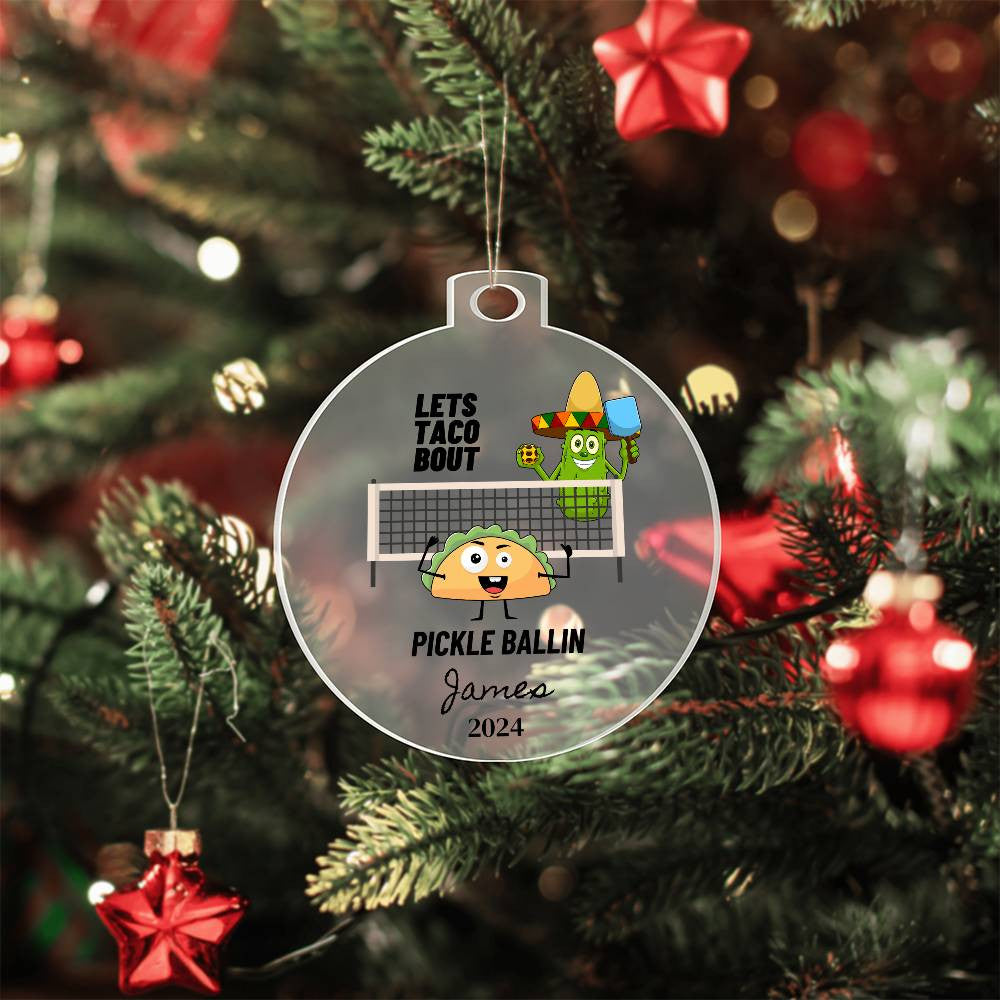 Funny PIckleball Acrylic Christmas Ornament-[Heartfelt Family Gift]