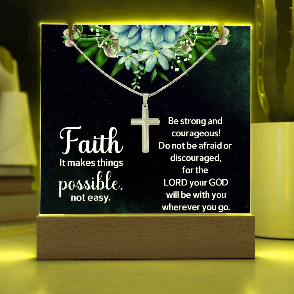 Faith Makes Things PossibleReligious Plaque & Cross Gift Set-[Heartfelt Family Gift]