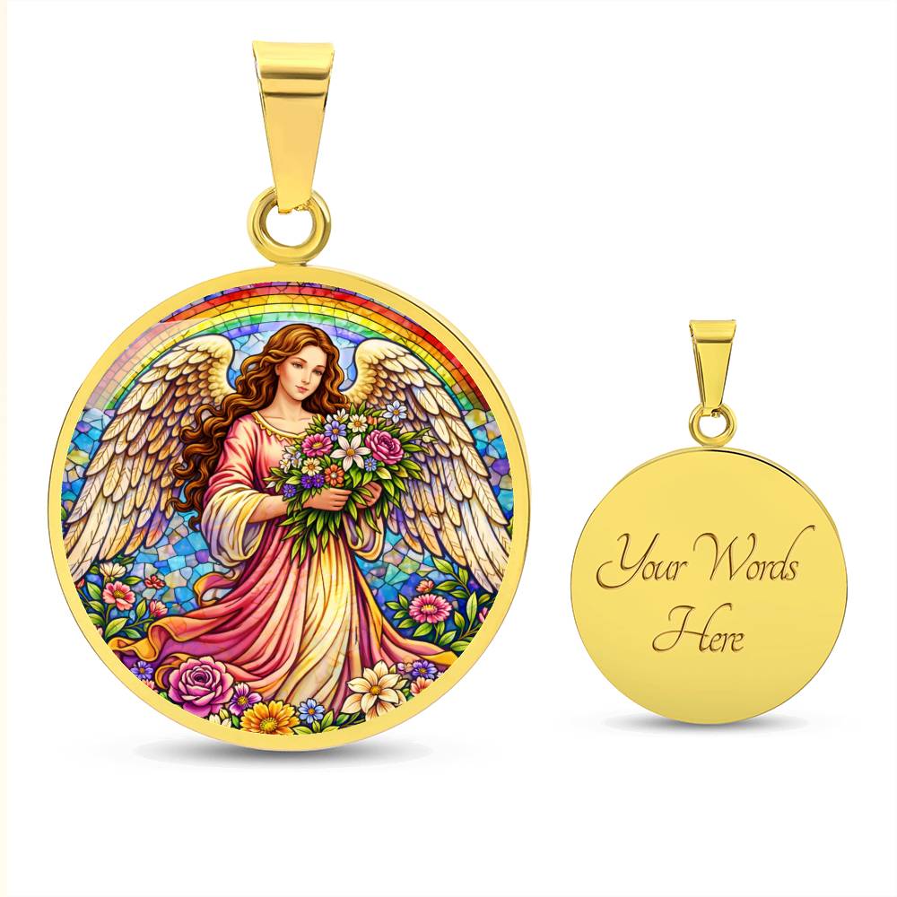 Floral Angel Personalized Engraved Necklace Bracelet or Keychain
