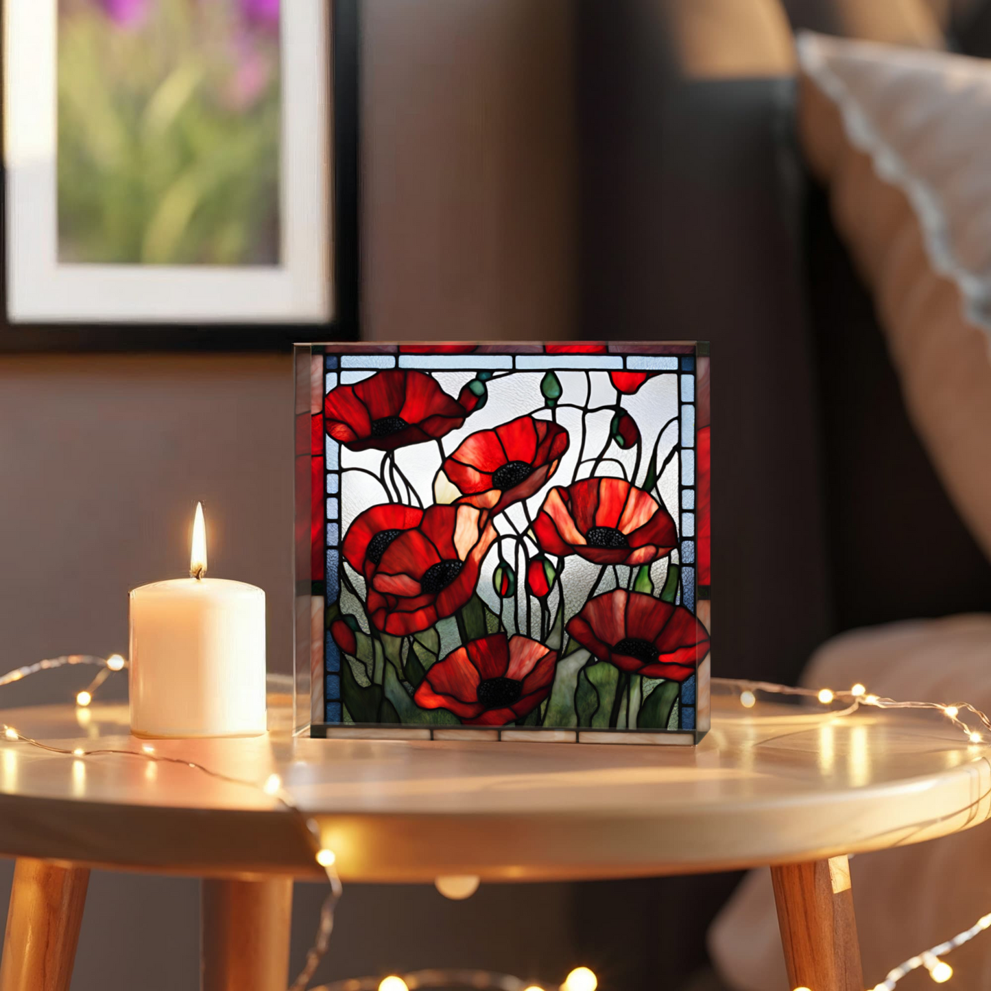 Poppy Stained Glass Acrylic Home Decor