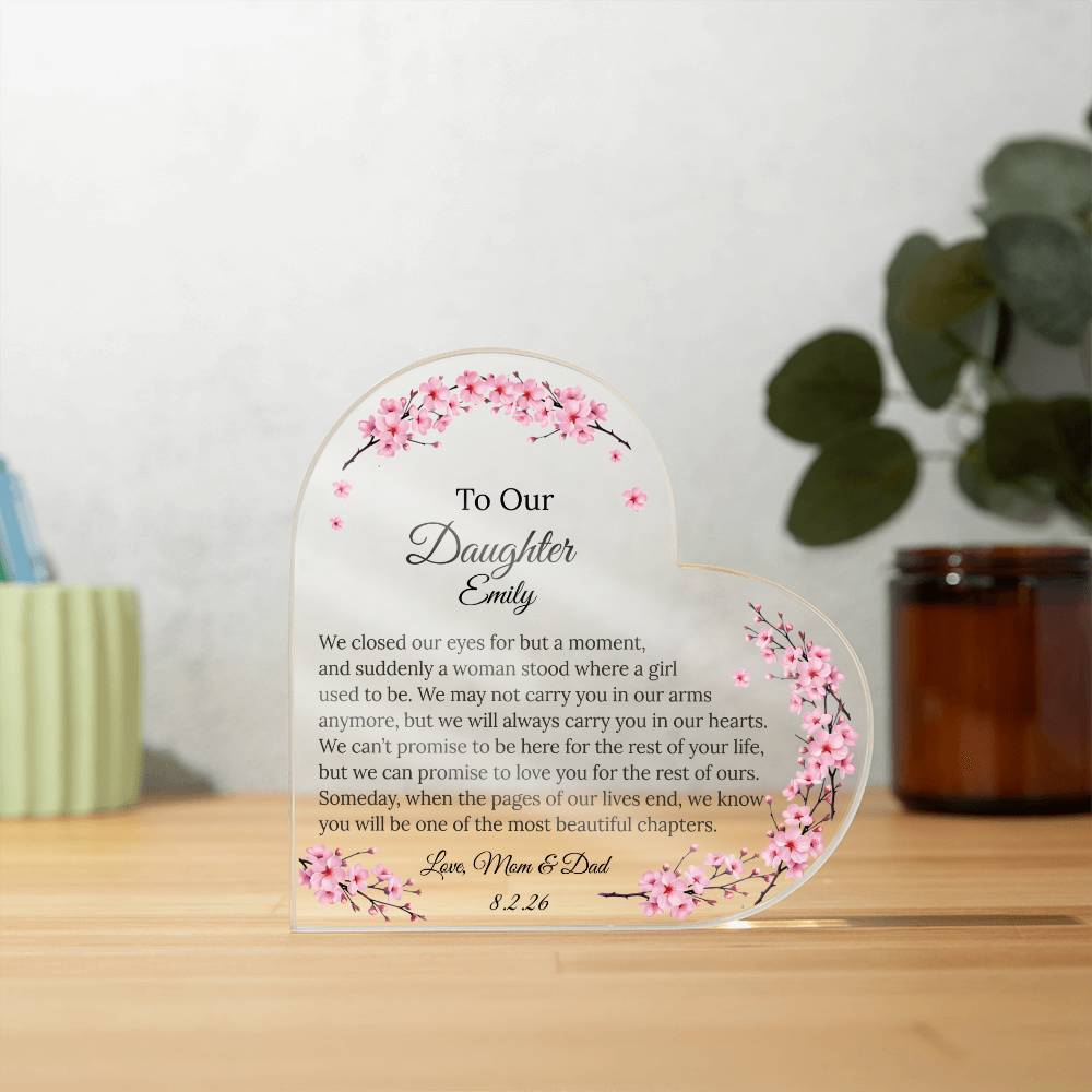 To Our Daughter Heart Plaque From Mom & Dad