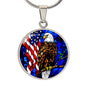 American Flag and Eagle Patriotric Necklace with Engraving-[Heartfelt Family Gift]