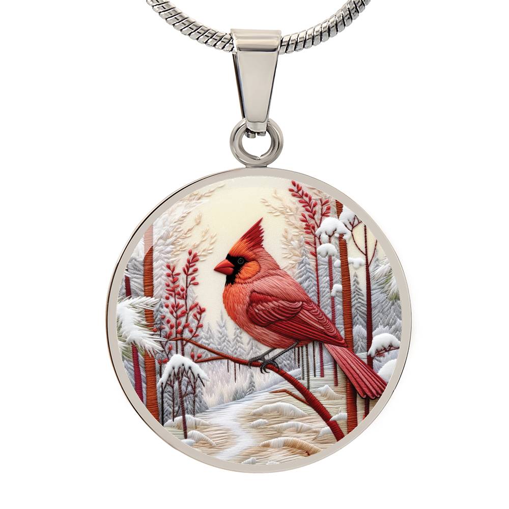 Carinal Round Pendant Necklace in Gold or silver