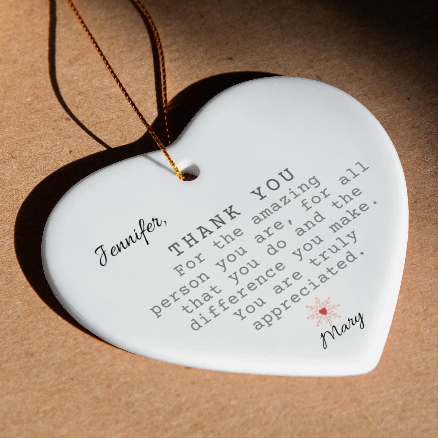Thank You Ceramic Heart Ornament