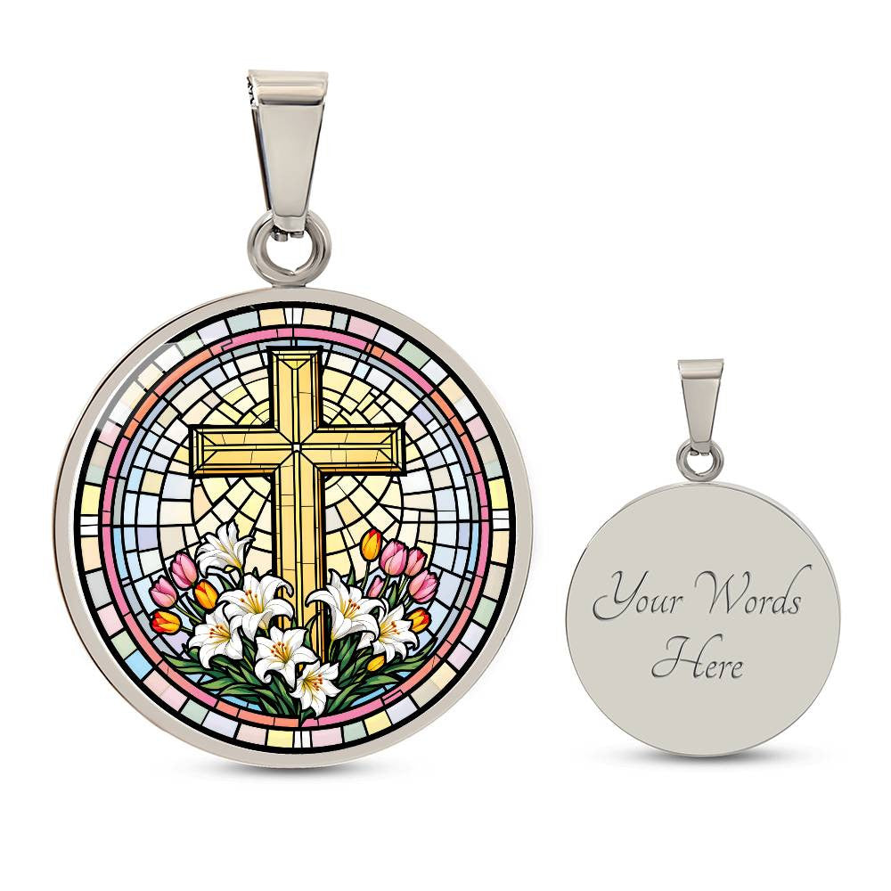 Engraved Cross Pendant Necklace