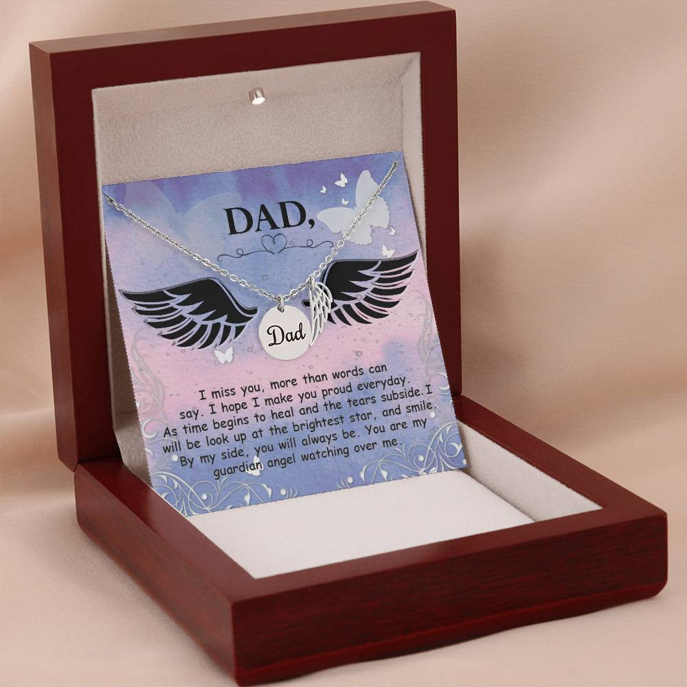 Dad Memorial Necklace Angel Wing Charm-[Heartfelt Family Gift]