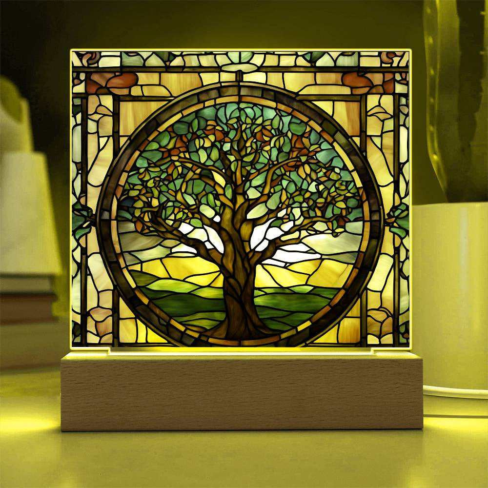 Tree of Life Acrylic Square Plaque-[Heartfelt Family Gift]