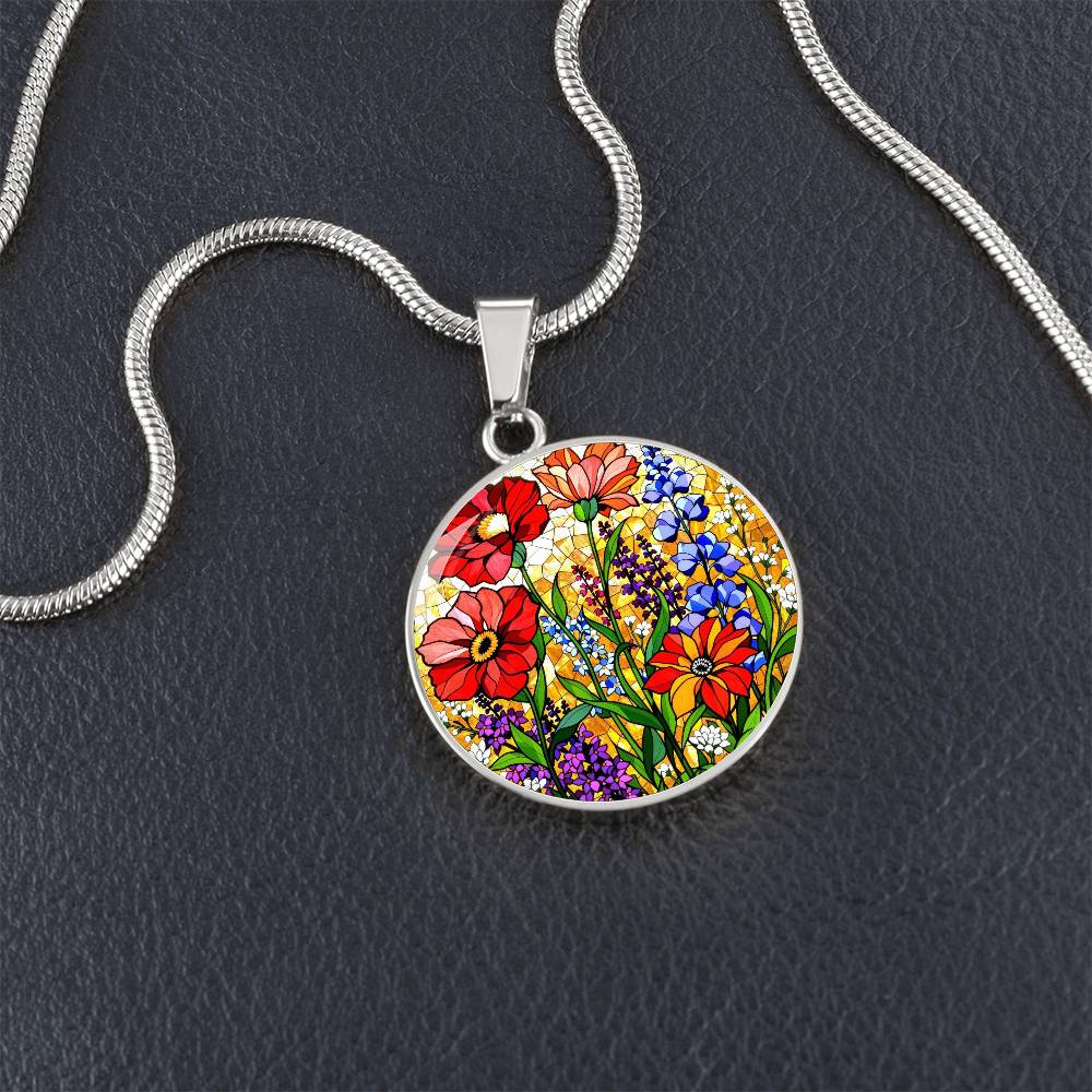 Poppies Floral Pendant Necklace