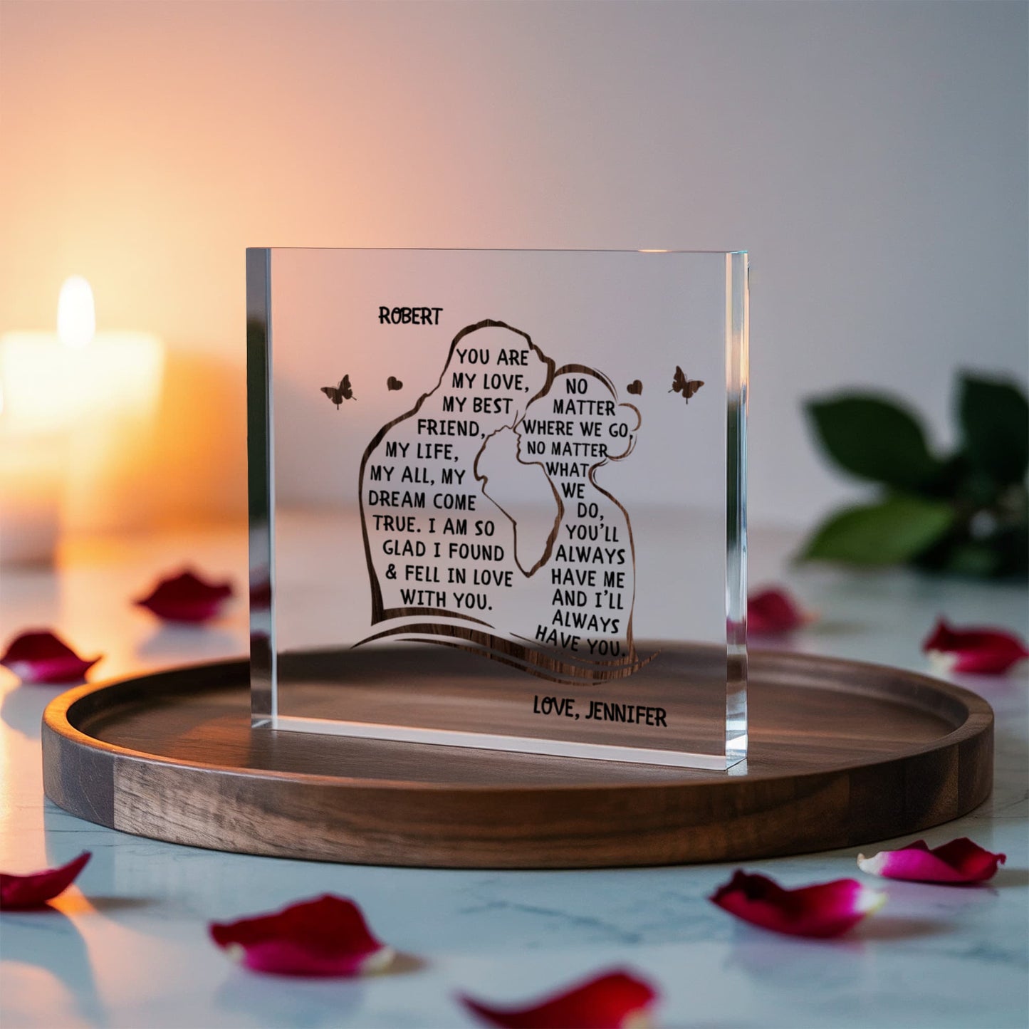 Personalized Couple Romantic Love Printed Acrylic Block