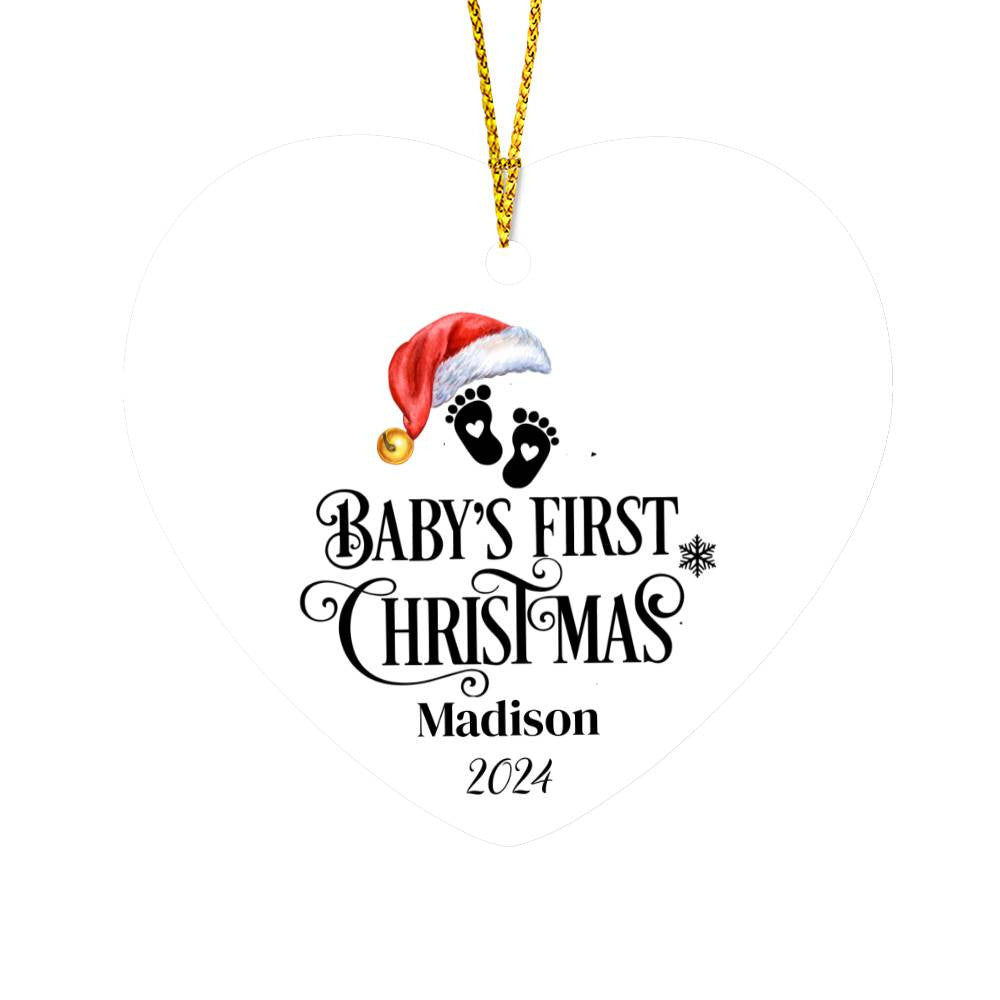 Baby's First Christmas Personalized Heart Ornament-[Heartfelt Family Gift]