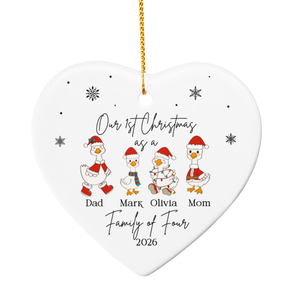 Family of Four Goose Christmas Ornament