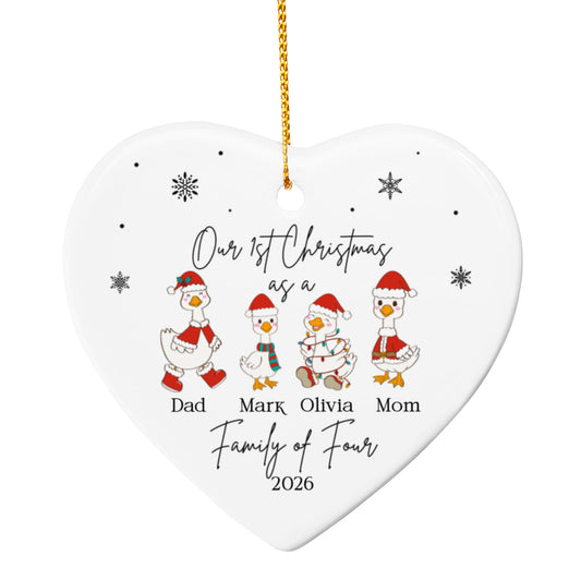 Family of Four Goose Christmas Ornament