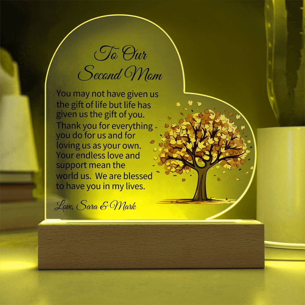 To My Second Mom Acrylic Heart Plaque-[Heartfelt Family Gift]