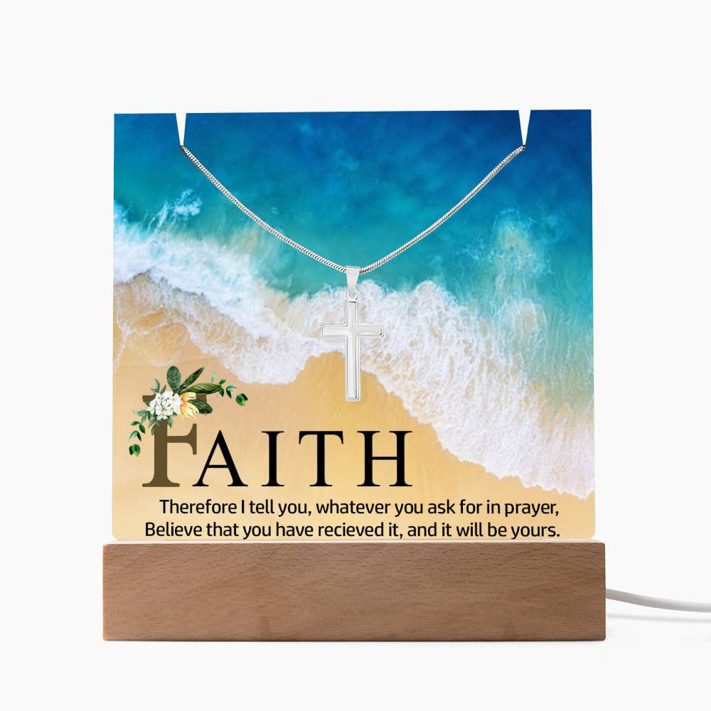 Faith Religious Plaque & Cross Gift Set-[Heartfelt Family Gift]