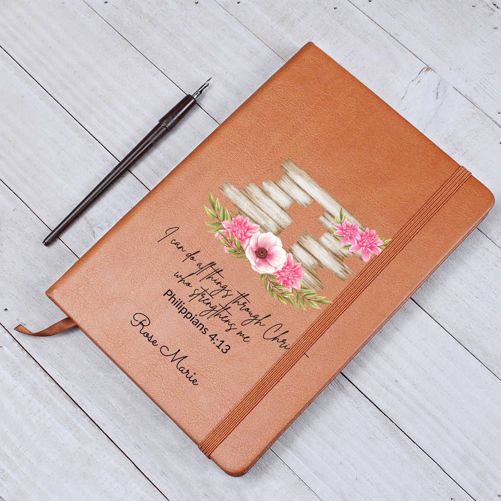 Personalized Bible Verse Journal, I Can Do All Things Through Christ Philippians 4:13, Christian Gift for Women, Custom Name Scripture Keepsake