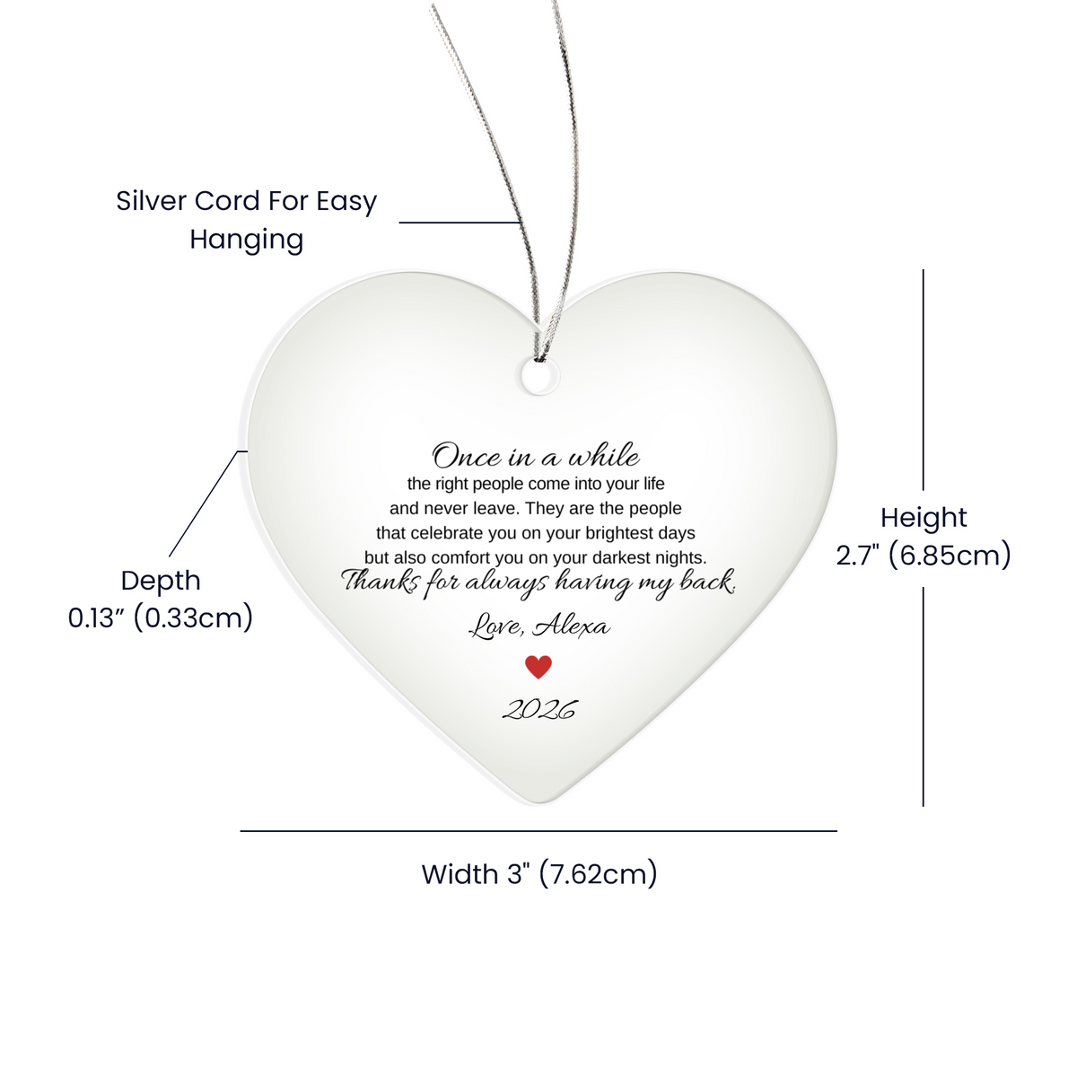 Friends Ceramic Heart Thank You Ornament