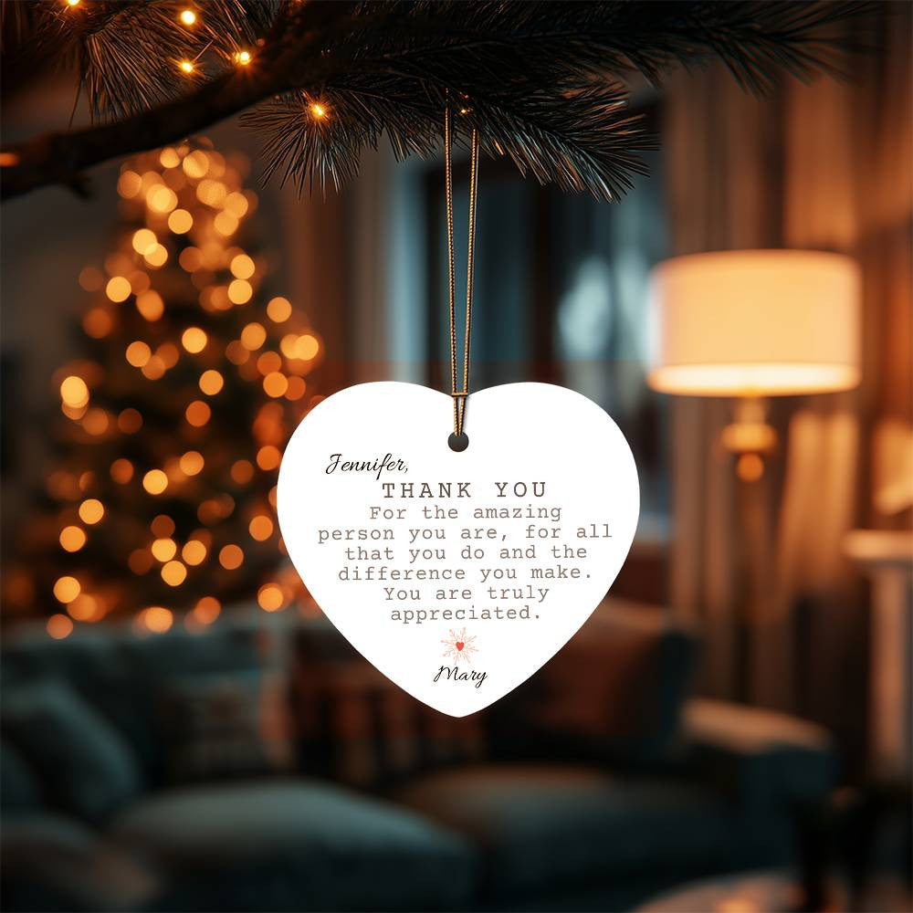 Thank You Heart Christmas Ornament