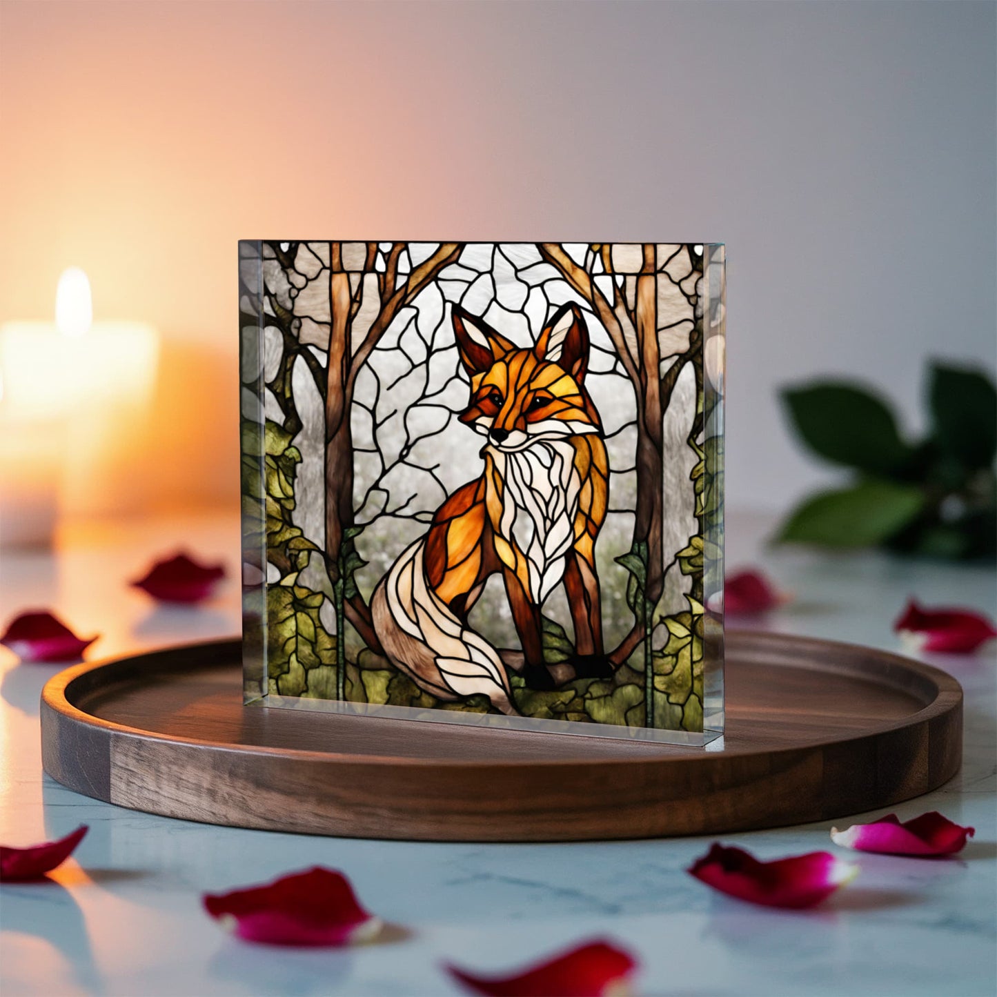 Fox Stained Glass Style Acrylic Decor