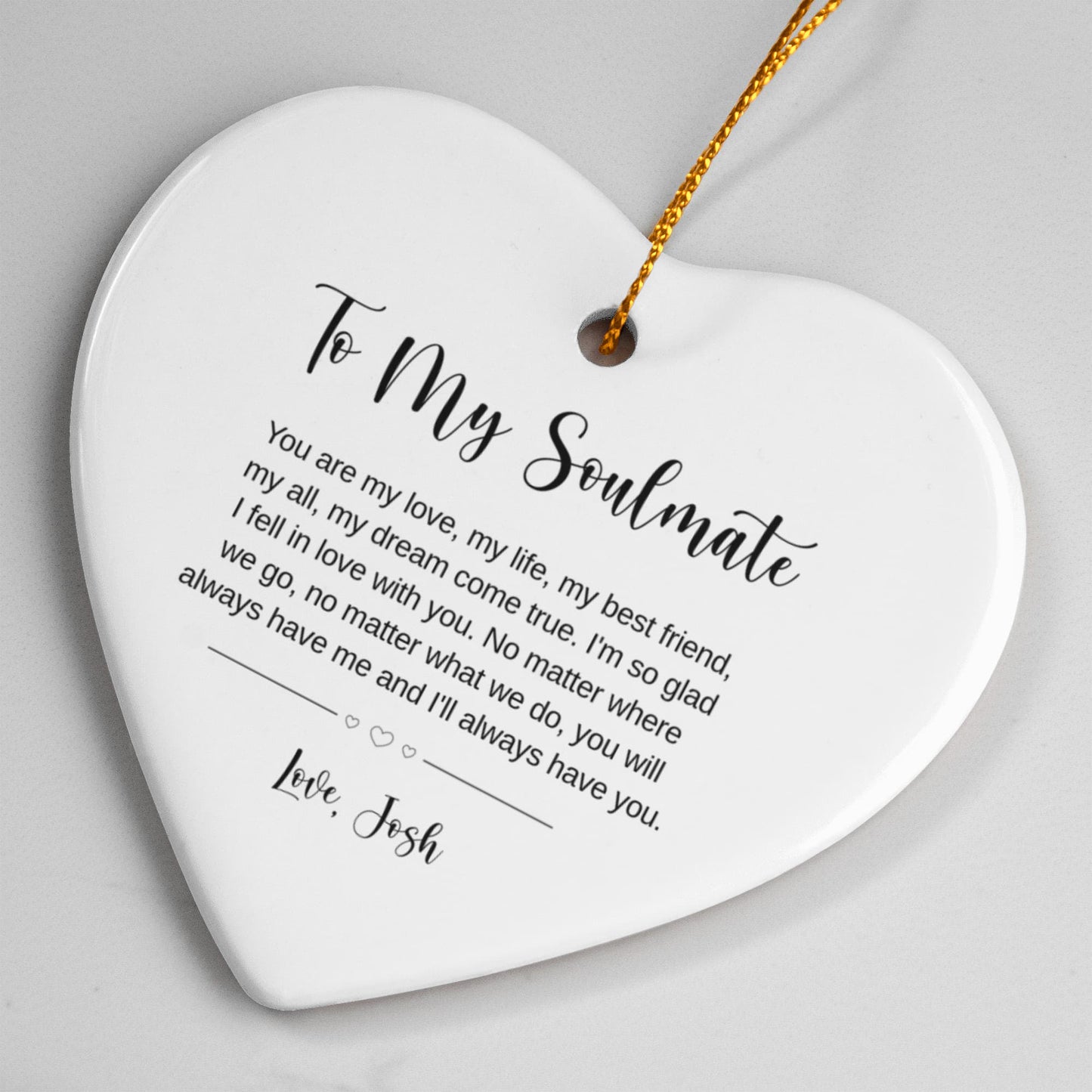 Personalized Ceramic Heart Ornament for Couples
