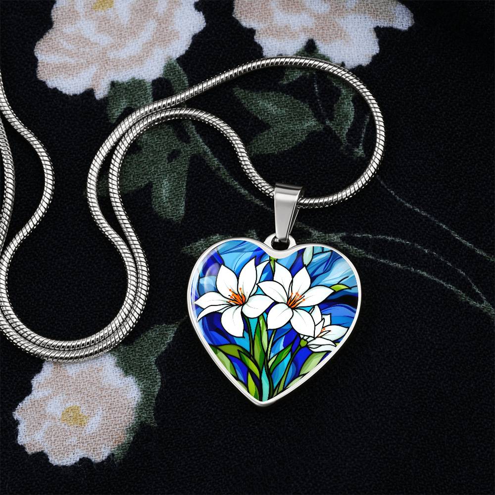 Lily Floral Necklace with Engraving