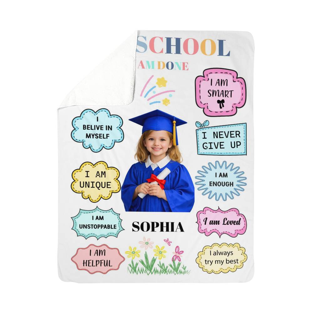 Personalized Preschool Graduation Photo Affirmation Blanket