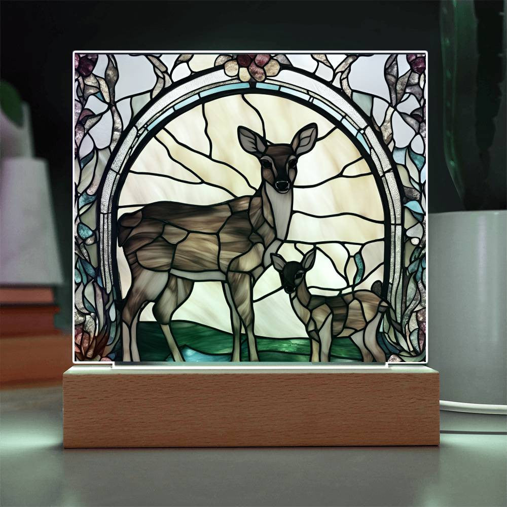 Deer and Foe  Acrylic Square Plaque-[Heartfelt Family Gift]